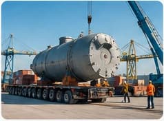 Oversized project cargo prepared for specialized transportation