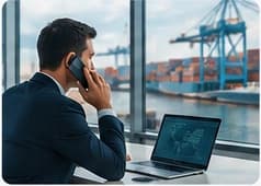 Logistics manager coordinating international transportation